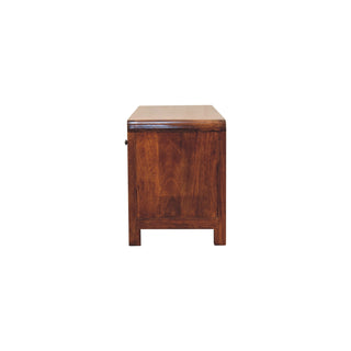 Cora Media Unit Chestnut Finish Twin Drawers Plinth Base
