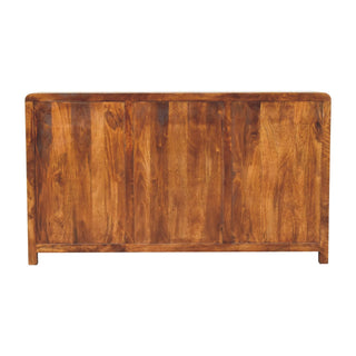 Roundel Large Sideboard with Rounded Corners and Cupboards in Chestnut Mango Wood