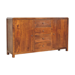 Roundel Large Sideboard with Rounded Corners and Cupboards in Chestnut Mango Wood