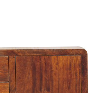Roundel Large Sideboard with Rounded Corners and Cupboards in Chestnut Mango Wood