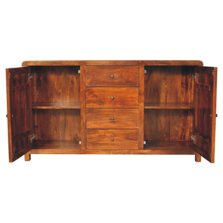 Roundel Large Sideboard with Rounded Corners and Cupboards in Chestnut Mango Wood
