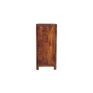 Roundel Large Sideboard with Rounded Corners and Cupboards in Chestnut Mango Wood