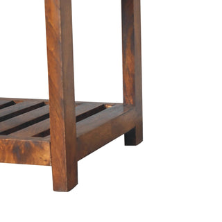 Brixo Hallway Shoe Bench Tan Buffalo Leather Seat Slatted Lower Shelf Block Feet