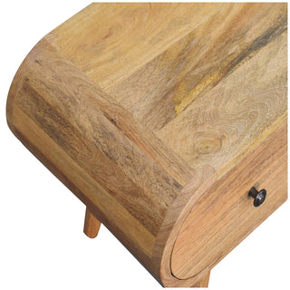 Pello Media Unit Natural Oak Pill Shape Twin Knob Drawers Open Shelf