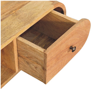 Pello Media Unit Natural Oak Pill Shape Twin Knob Drawers Open Shelf