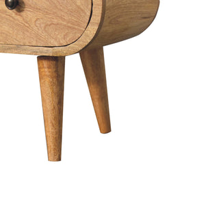 Pello Media Unit Natural Oak Pill Shape Twin Knob Drawers Open Shelf