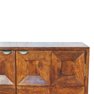 Axiom Display Cabinet 3D Geometric Diamond Relief Chestnut Twin-Door