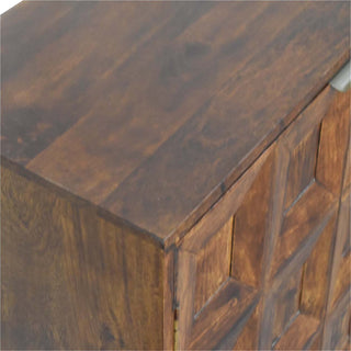 Axiom Display Cabinet 3D Geometric Diamond Relief Chestnut Twin-Door