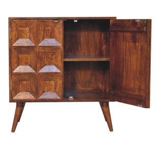 Axiom Display Cabinet 3D Geometric Diamond Relief Chestnut Twin-Door