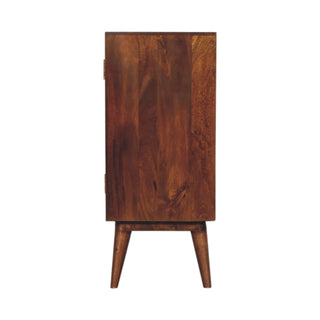 Axiom Display Cabinet 3D Geometric Diamond Relief Chestnut Twin-Door