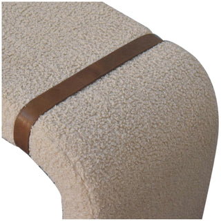 Volta Hallway Bench Sand Bouclé Waterfall Arch Base Twin Leather Side Straps