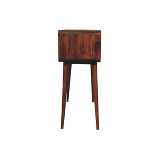 Lyra Console Table with Drawers Triple Open Slot Curved Body Nordic Legs Chestnut Mango Wood