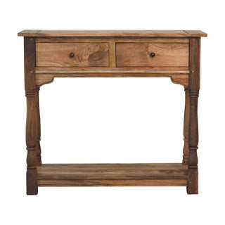 Briar Console Table with Drawers Distressed Mango Wood Turned Legs