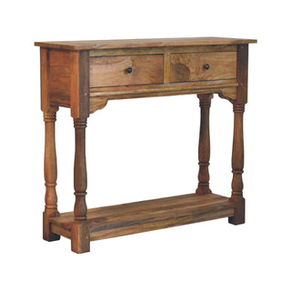 Briar Console Table with Drawers Distressed Mango Wood Turned Legs