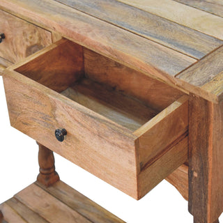 Briar Console Table with Drawers Distressed Mango Wood Turned Legs
