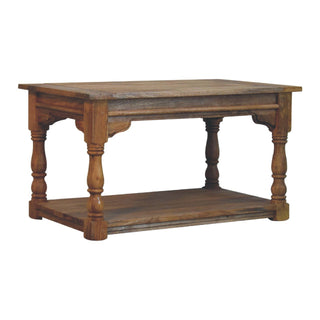 Barrow Coffee Table Solid Mango Wood Hand-Turned Legs Distressed Pegged Top