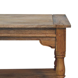 Barrow Coffee Table Solid Mango Wood Hand-Turned Legs Distressed Pegged Top