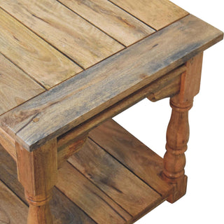 Barrow Coffee Table Solid Mango Wood Hand-Turned Legs Distressed Pegged Top