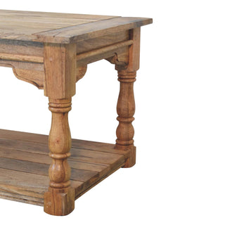 Barrow Coffee Table Solid Mango Wood Hand-Turned Legs Distressed Pegged Top