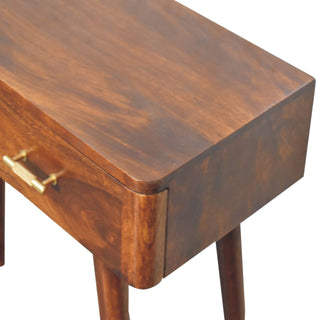 Remi Console Table with Drawers Chestnut Mango Wood Gold T-Bar Handles