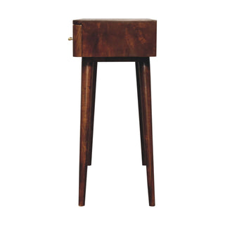 Remi Console Table with Drawers Chestnut Mango Wood Gold T-Bar Handles