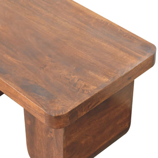 Brut Coffee Table Solid Mango Wood Chunky Arch Pedestal Legs Chestnut
