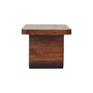 Brut Coffee Table Solid Mango Wood Chunky Arch Pedestal Legs Chestnut