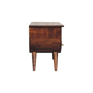 Esme Media Unit Chestnut Finish Curved Body Gold T-Bar Drawers