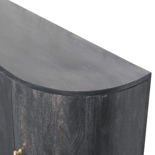 Solano Sideboard Cabinet Ash Black Solid Mango Wood Gold T-Bar Handles