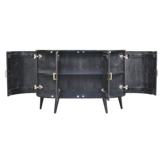 Solano Sideboard Cabinet Ash Black Solid Mango Wood Gold T-Bar Handles