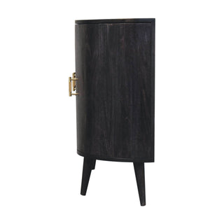 Solano Sideboard Cabinet Ash Black Solid Mango Wood Gold T-Bar Handles