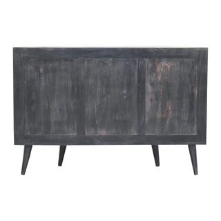 Solano Sideboard Cabinet Ash Black Solid Mango Wood Gold T-Bar Handles