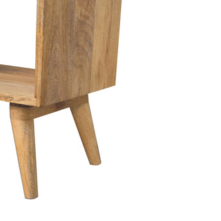 Linoe Hallway Bench Cream Linen Stud Trim Seat Open Cubby Shelf Nordic Splayed Legs