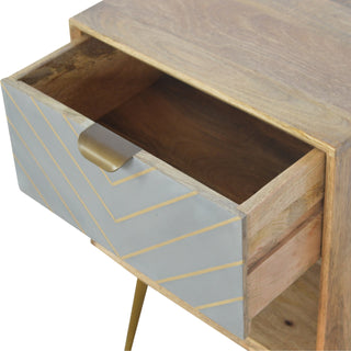 Cement Inlay Bedside Table with Open Shelf | Oak-ish