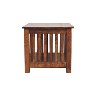Harlow Coffee Table Solid Mango Wood Mission Slat Sides Lower Shelf