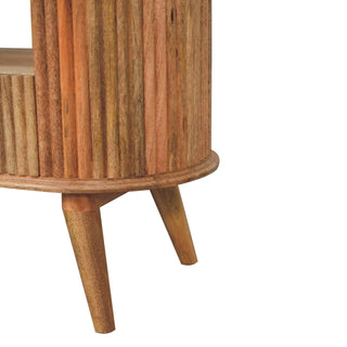 Remi Media Unit Natural Oak Ribbed Mango Wood Rounded Silhouette with Open Shelf