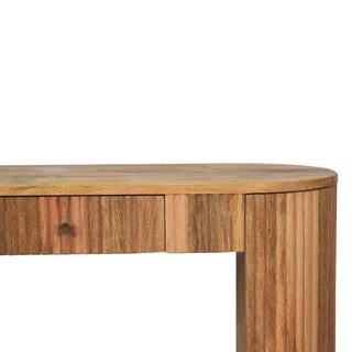 Pillar Hallway Console Table with Drawer Natural Oak Chunky Slab Legs