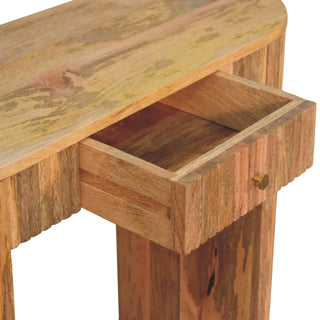 Pillar Hallway Console Table with Drawer Natural Oak Chunky Slab Legs