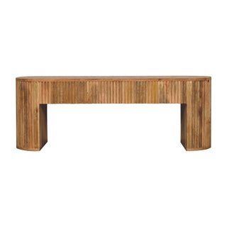 Reeda Media Unit Natural Oak Ribbed Texture Chunky Leg Open Shelf