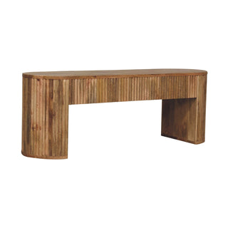 Reeda Media Unit Natural Oak Ribbed Texture Chunky Leg Open Shelf