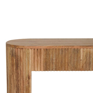 Reeda Media Unit Natural Oak Ribbed Texture Chunky Leg Open Shelf