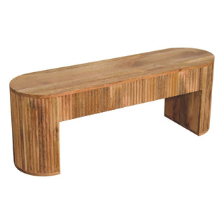 Reeda Media Unit Natural Oak Ribbed Texture Chunky Leg Open Shelf