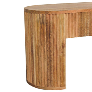 Reeda Media Unit Natural Oak Ribbed Texture Chunky Leg Open Shelf