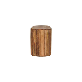 Reeda Media Unit Natural Oak Ribbed Texture Chunky Leg Open Shelf