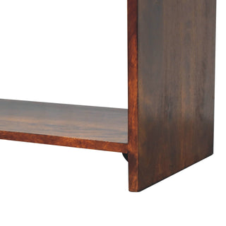 Fenn Media Unit Chestnut Finish Triple Drawers Metal Sled Base