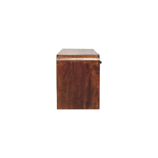 Fenn Media Unit Chestnut Finish Triple Drawers Metal Sled Base