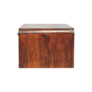 Alto Coffee Table with Drawers Solid Mango Wood Lower Shelf Curved Base Chestnut