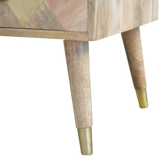 Aurum Coffee Table with Drawers Gold Diamond Inlay Mango Wood Scandi Legs