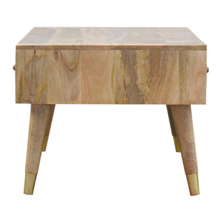 Aurum Coffee Table with Drawers Gold Diamond Inlay Mango Wood Scandi Legs