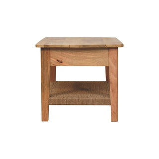 Drift Coffee Table with Drawer Woven Rope Shelf Natural Oak Finish